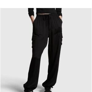 Victoria's Secret Black Satin Cargo Jogger Pants